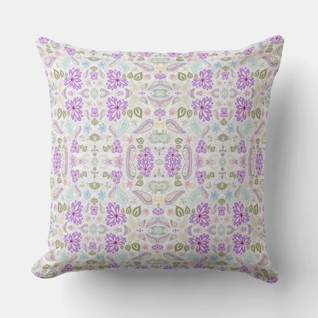 Almofada Lindos padrões de paisley pastel (Frente)