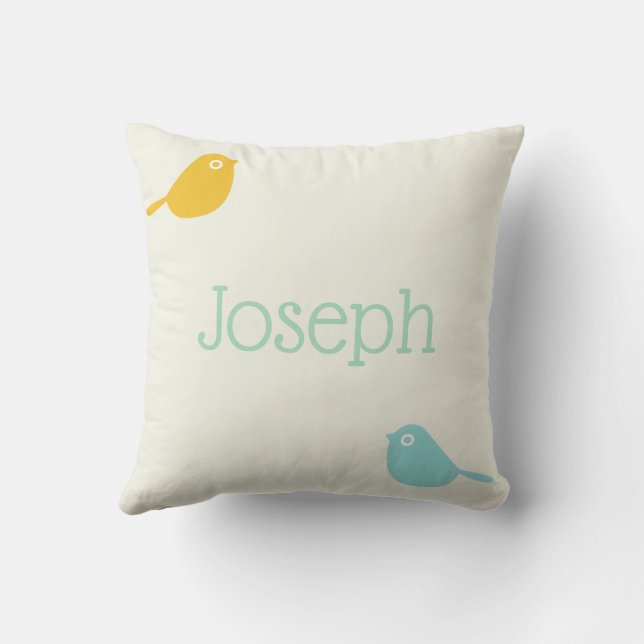 Almofada Lindos Passarinhos Personalizados em Cores Pastel  (Verso)