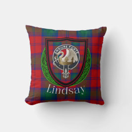 Almofada Lindsay Scottish Clan Tartan & Crest