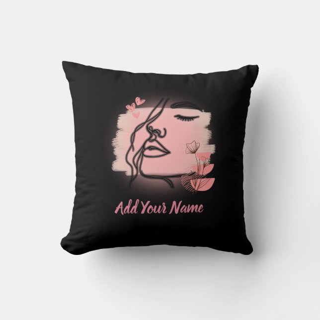 Almofada Line art Face Throw Pillow (Frente)