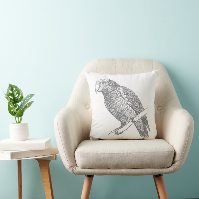 Almofada Line Art of Parrot (Gray) Fine Art (Cadeira)