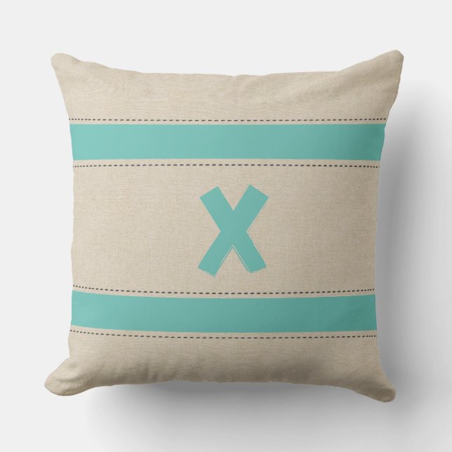 Almofada Linen Look Stripes Adicionar Travesseiro Monograma (Frente)