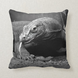 Almofada língua preto e branco do dragão de komodo deixada