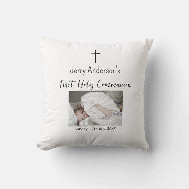 Almofada Linha católica de primeira comunhão simples QR mín (Frente)