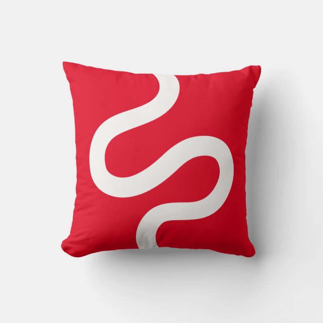 Almofada Linha Curvy 02 - Branco em Vermelho (Frente)