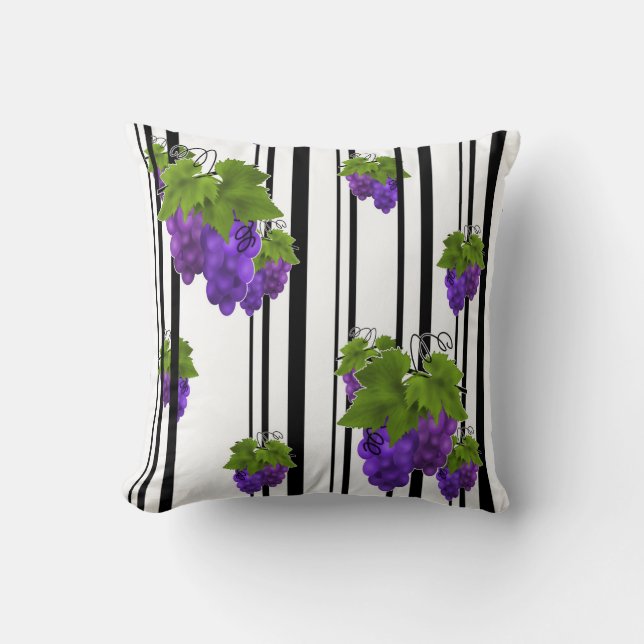 Almofada Linha em banda de fruta de uva de abstrato sem cos (Frente)