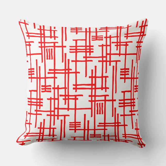 Almofada Linhas Abstratas 120923 - Vermelho no Branco (Frente)