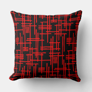 Almofada Linhas Abstratas 120923 - Vermelho no Preto