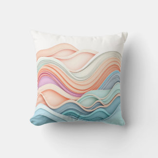 Almofada Linhas Abstratas Onduladas 3D em Pastel Suave