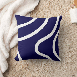 Almofada Linhas Brancas Abstratas Elegantes em Azul Escuro