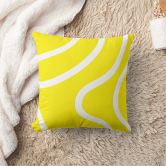 Almofada Linhas Brancas Abstratas Elegantes em Fundo Amarel