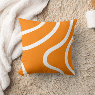 Almofada Linhas Brancas Abstratas Minimalistas em Laranja V