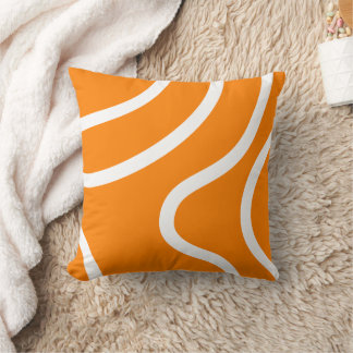 Almofada Linhas Brancas Abstratas Minimalistas em Laranja V