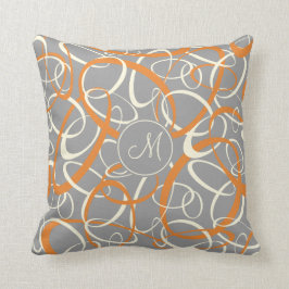 Almofada linhas brancas laranja no padrão geométrico das ci