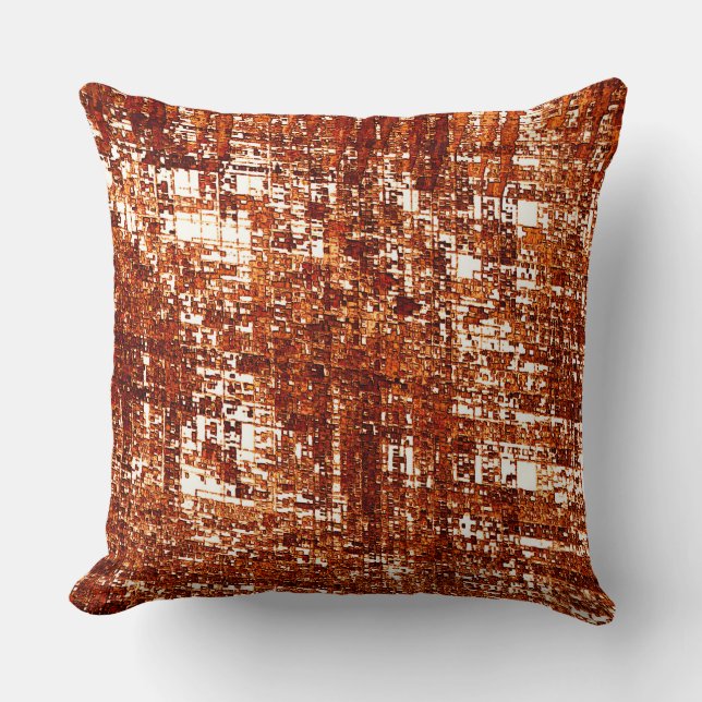 Almofada Linhas cruzadas e entalhe de quadrados enferrujado (Frente)