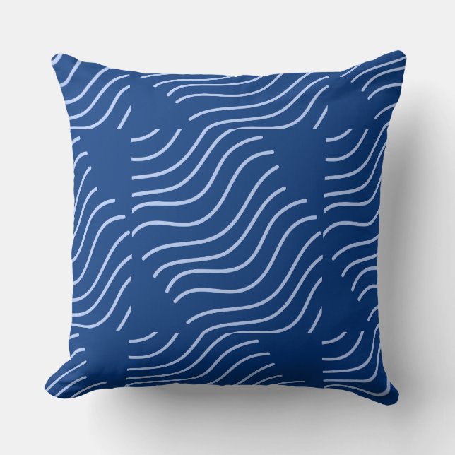 Almofada Linhas de Onda Azul Padrão (Frente)
