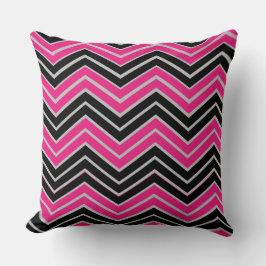 Almofada Linhas de Padrões Gráficos de Onda Preta Rosa