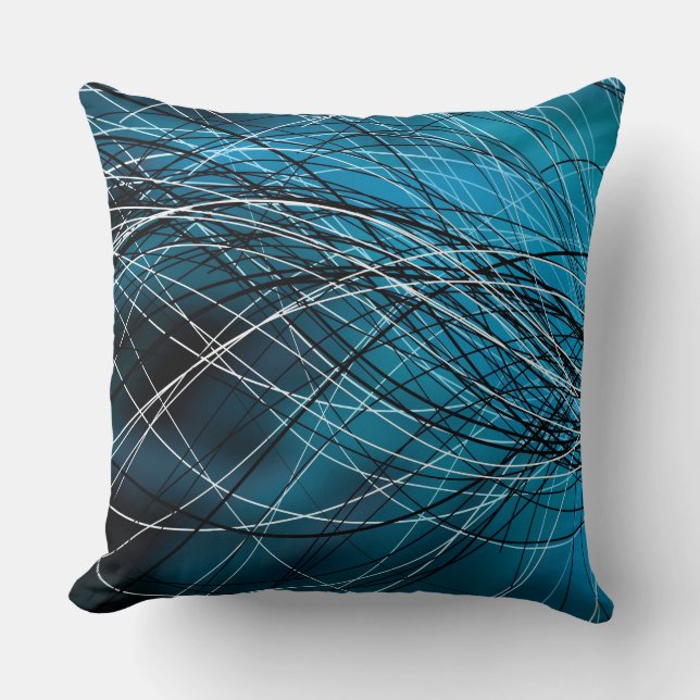 Almofada Linhas de roda cianas - travesseiro decorativo (Frente)