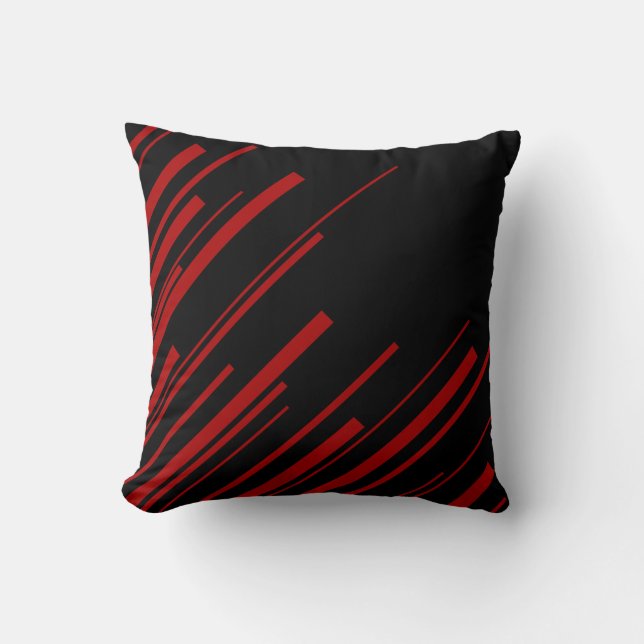 Almofada Linhas Diagonais em Vermelho e Preto (Frente)