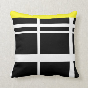 Almofada Linhas preto e branco amarelas