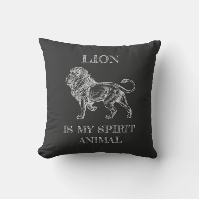 Almofada Lion é minha frase engraçada do espírito animal (Frente)
