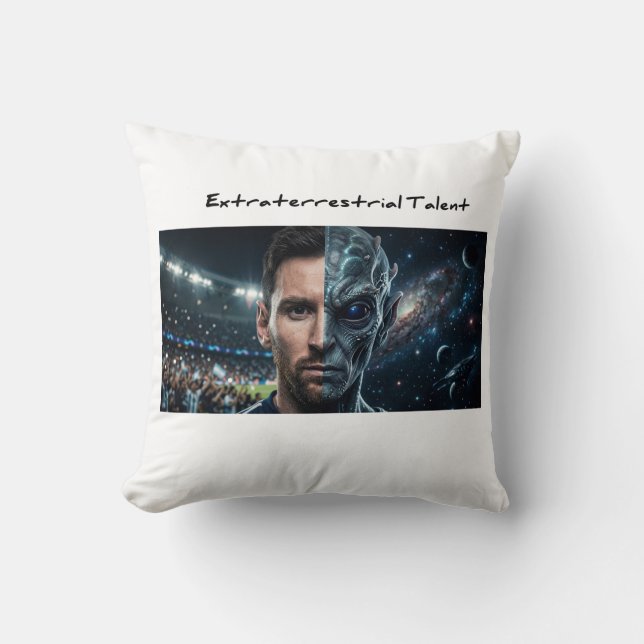 Almofada Lionel Messi Alien Goat - Modern Square Throw Pill (Frente)