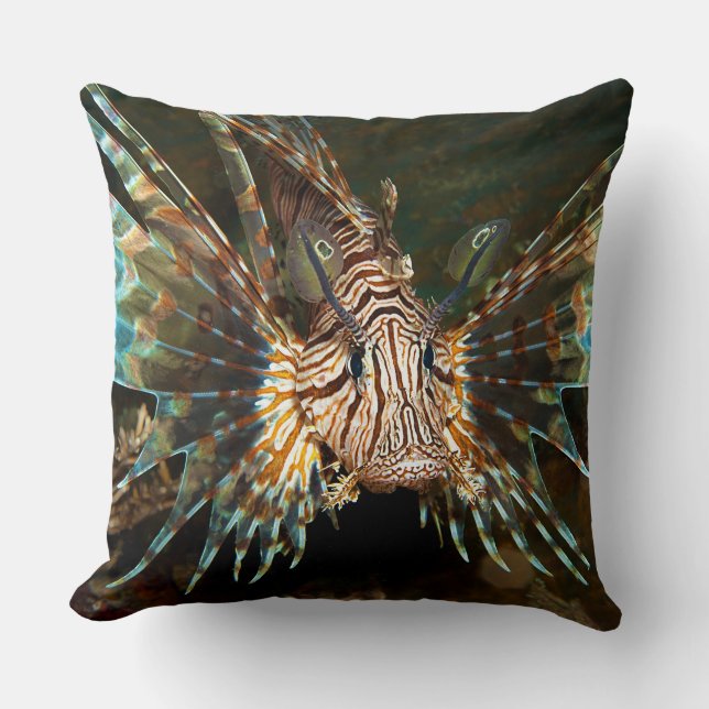Almofada Lionfish perto! Foto muito próxima e intensa | (Frente)