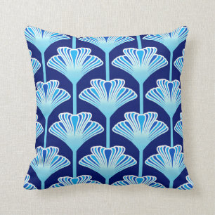 Almofada Lírio, azuis cobaltos, Aqua e branco do art deco