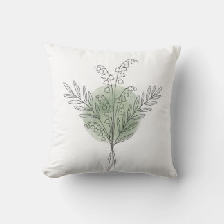 Almofada Lírio-do-Vale em Arte de Linha Verde Sage Pastel
