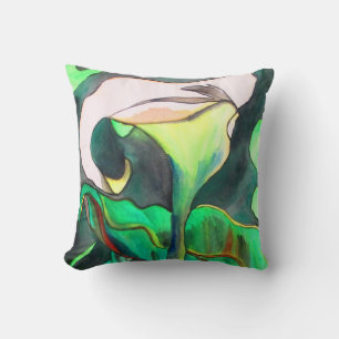 Almofada Lírio floral verde e branco