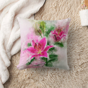 Almofada Lírio Stargazer flor aquarela - wb 02