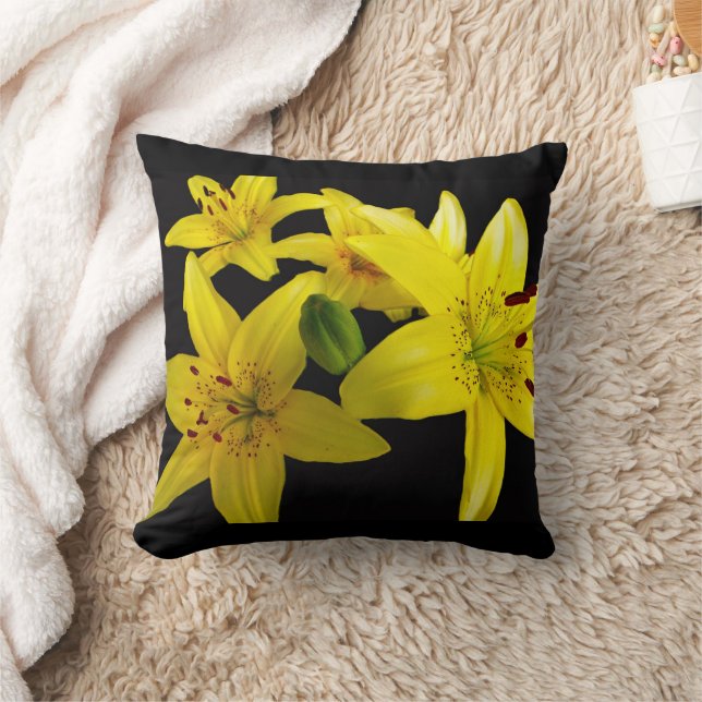 Almofada Lírios asiáticos em preto (Cobertor)