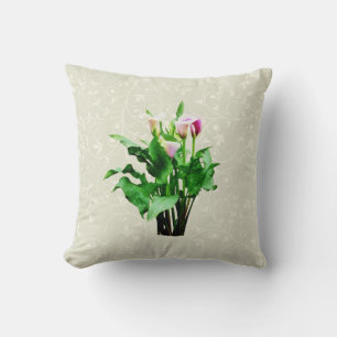 Almofada Lírios Calla Brancos e Rosa