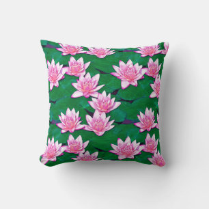Almofada Lírios de água cor-de-rosa em um lodo