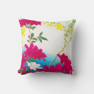 Almofada Lírios de dia japoneses - magenta, azul amarelo