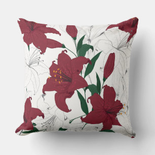 Almofada Lírios de Natal Vermelho e Branco