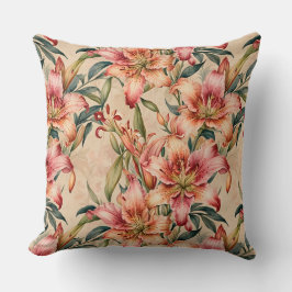 Almofada Lírios Mauve e Cobre em Tan