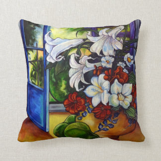 Almofada Lírios & peras 16" X 16" travesseiro do algodão