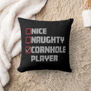 Almofada Lista de Jogadores de Cornhole Nice Naughty Natal