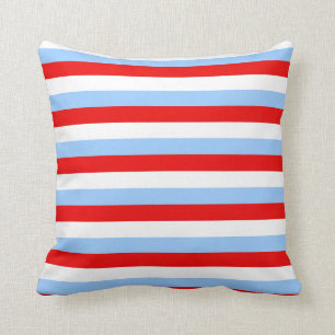 Almofada Listra Azul Claro Vermelho e Branco