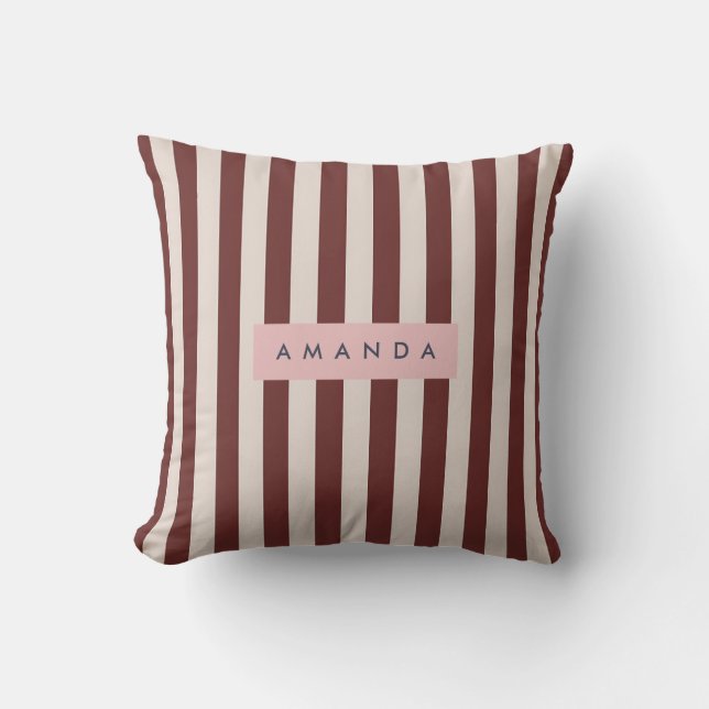 Almofada Listra Burgundy e Marfim Personalizada (Frente)