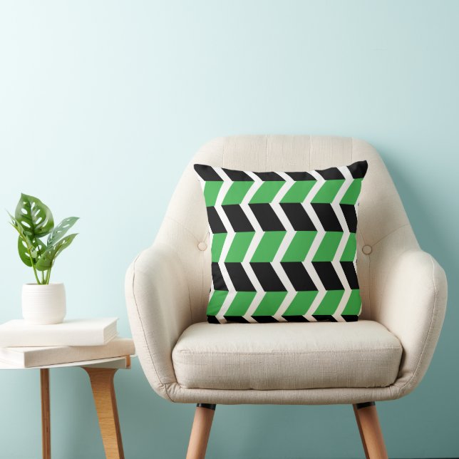 Almofada Listra de Chevron Verde Preto (Cadeira)