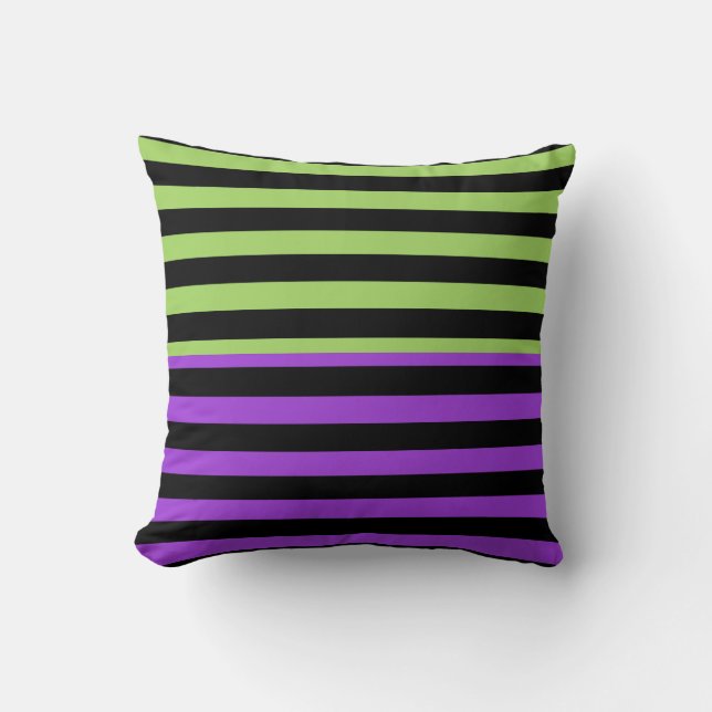 Almofada Listra de Halloween Verde Roxo e Preto (Frente)