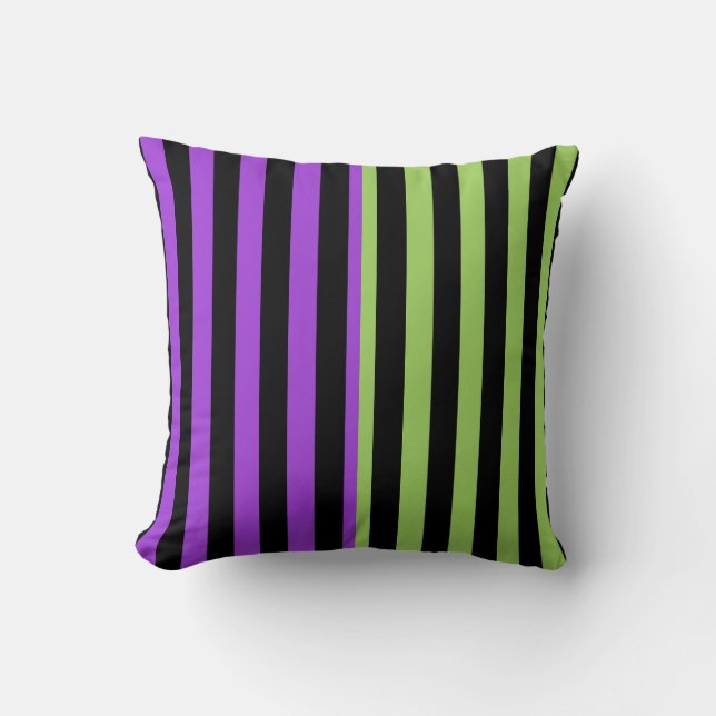 Almofada Listra de Halloween Verde Roxo e Preto (Frente)