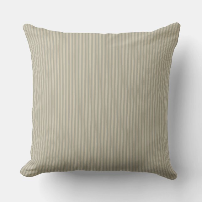 Almofada Listra de Ticking Bege e Branco  (Frente)