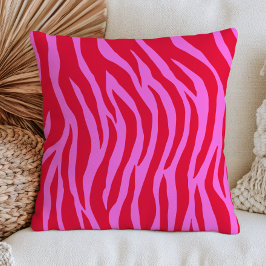 Almofada Listra de Zebra Vermelha e Rosa Retro Maximalista