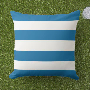 Almofada Listra Horizontal Larga Azul Ousada Branca