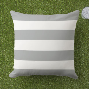 Almofada Listra Horizontal Larga Cinza Branco Clássico