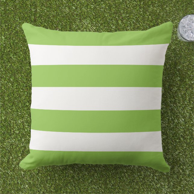 Almofada Listra Horizontal Ousada Verde Lima Branco (Grama)