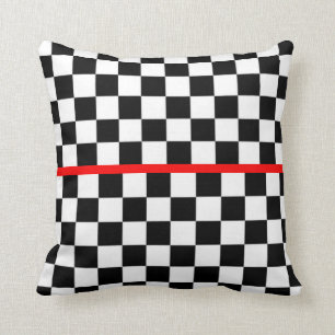 Almofada Listra vermelha Checkered branca preta